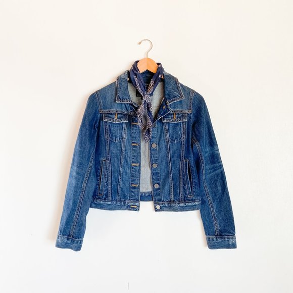Banana Republic Cropped Denim Trucker Jacket - Picture 1 of 5
